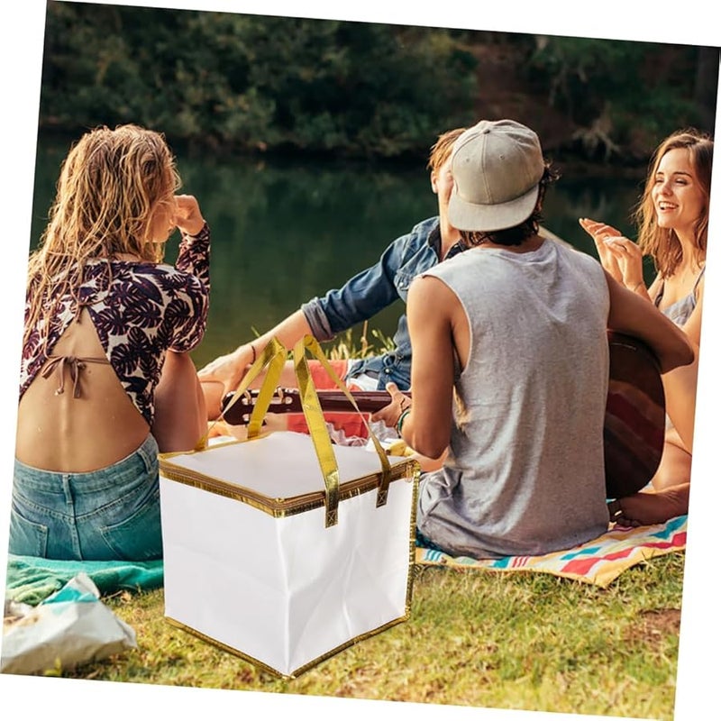 STOBAZA 2 قطعة حقيبة تبريد معزولة من القماش غير المنسوج قابلة لإعادة الاستخدام ومقاومة للتسرب للنزهات والتسوق - Image 5